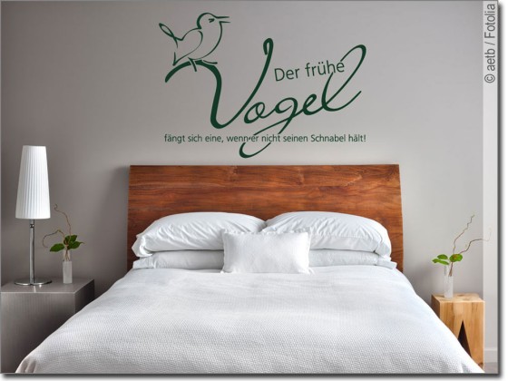 Preview: Wandtattoo Spruch Der frühe Vogel