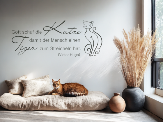 Preview: Wandzitat Gott schuf die Katze