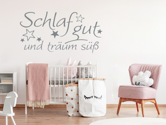 Preview: Wandtattoo Schlaf gut im Kinderzimmer