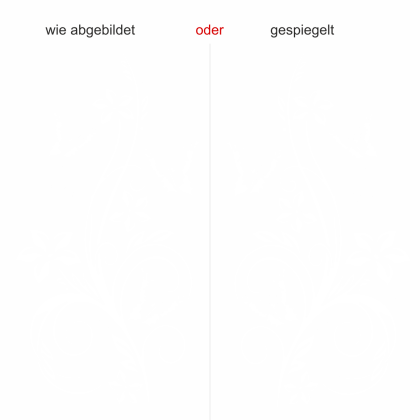 Preview: Wandtattoo mit Ornament und Schmetterling - Ansicht Ausrichtung und Farbauswahl