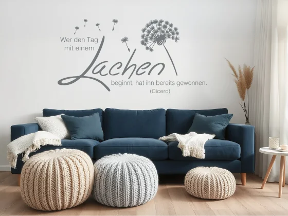 Wandtattoo Wer den Tag mit einem Lachen beginnt