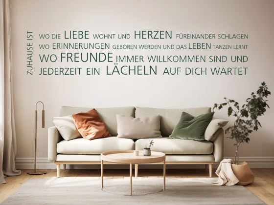 Wandtattoo Zuhause ist, wo die Liebe wohnt