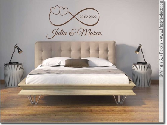 Preview: Wandtattoo zwei Herzen mit Wunschtext