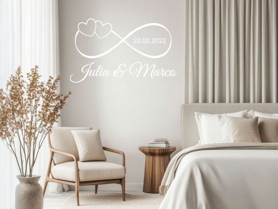 Preview: Wandtattoo zwei Herzen mit Wunschtext