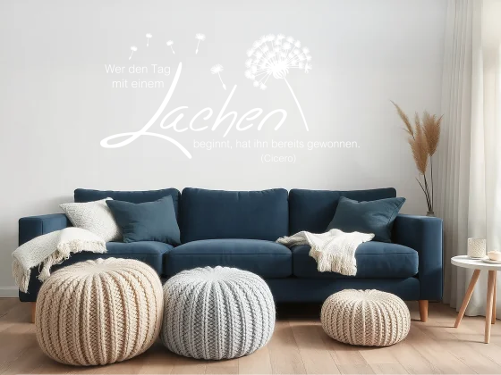 Wandtattoo Wer den Tag mit einem Lachen beginnt