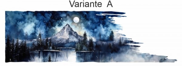 Preview: Aquarelles Alpenpanorama bei Nacht (in 3 Varianten erhältlich)