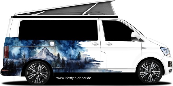 Preview: Aquarelles Alpenpanorama bei Nacht (in 3 Varianten erhältlich)