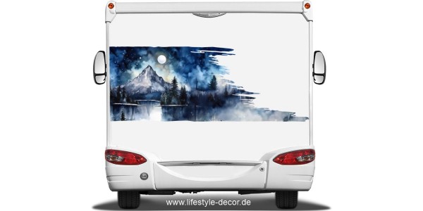 Preview: Aquarelles Alpenpanorama bei Nacht (in 3 Varianten erhältlich)