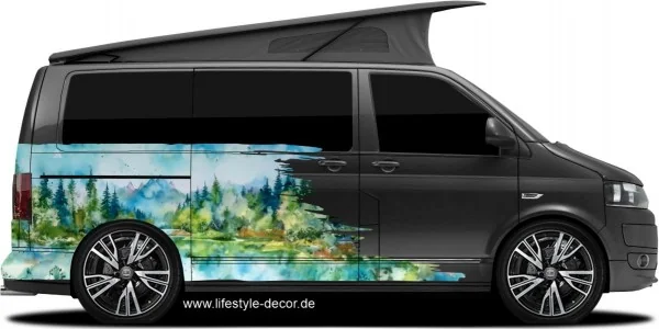 Aquarelles Alpenpanorama | Set für beide Fahrzeugseiten (in 3 Varianten erhältlich)