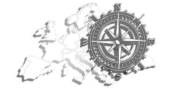 Aufkleber Windrose auf Europakarte dunkle Motorhaube