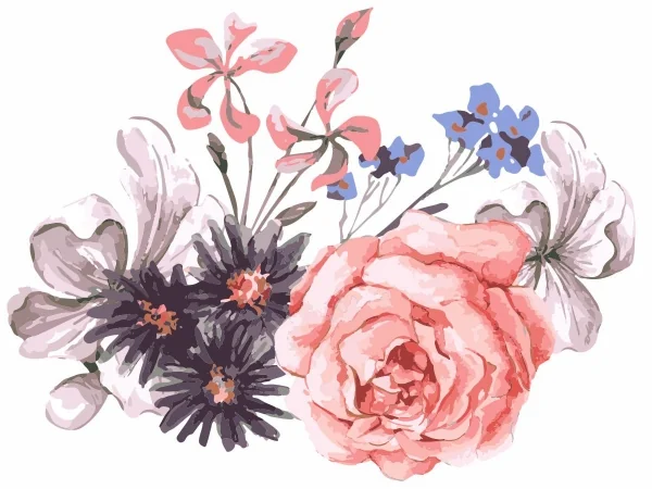 Aufkleber Blumen Dekorset - Ausschnitt
