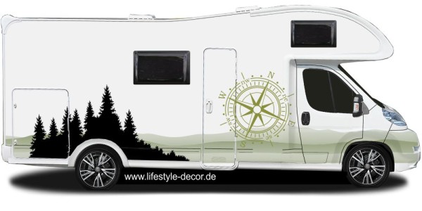 Preview: Aufkleber Caravan Berge und Kompass Preview: Aufkleber Caravan Berge und Kompass