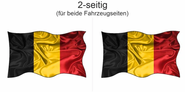 Aufkleber Fahne von Belgien - Ansicht zweiseitig für beide Fahrzeugseiten