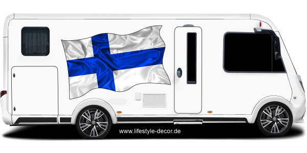 Preview: Aufkleber Fahne von Finnland auf Fahrzeugseite von Wohnmobil