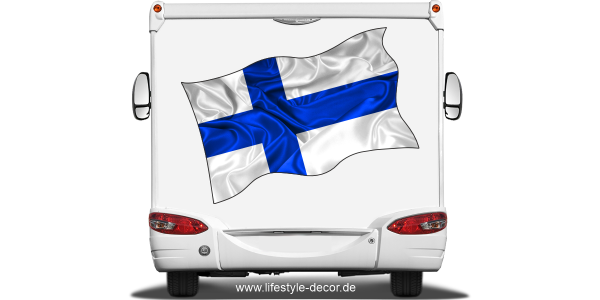 Preview: Aufkleber Fahne von Finnland auf Heck von Reisemobil oder Wohnwagen