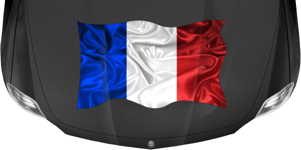 Preview: Aufkleber Fahne von Frankreich auf Motorhaube von dunklem PKW, Reisemobil oder Camper