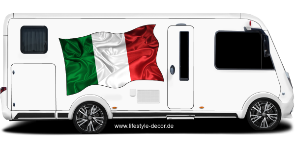 Preview: Aufkleber Fahne von Italien auf Fahrzeugseite von Wohnmobil