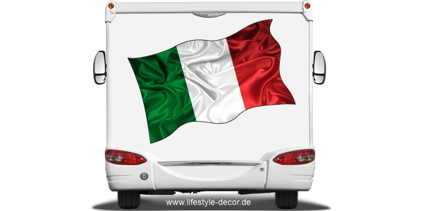 Preview: Aufkleber Fahne von Italien auf Heck von Reisemobil oder Wohnwagen