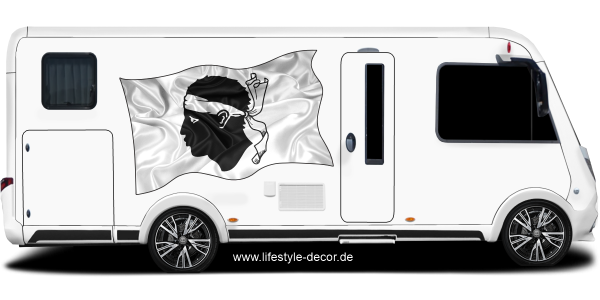 Preview: Aufkleber Fahne von Korsika auf Fahrzeugseite von Wohnmobil