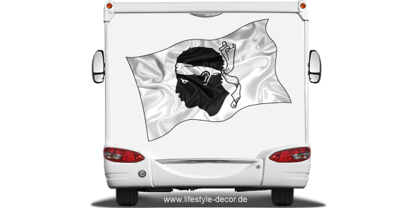 Preview: Aufkleber Fahne von Korsika auf Heck von Reisemobil oder Wohnwagen