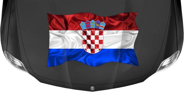 Preview: Aufkleber Fahne von Kroatien auf Motorhaube von dunklem PKW, Reisemobil oder Camper