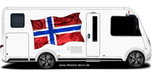 Preview: Aufkleber Fahne von Norwegen auf Fahrzeugseite von Wohnmobil