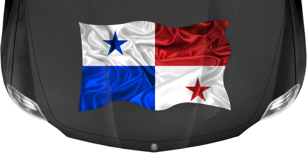 Preview: Aufkleber Fahne von Panama auf Motorhaube von dunklem PKW, Reisemobil oder Camper