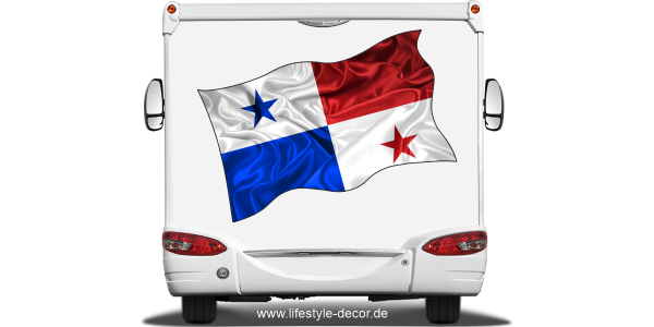 Preview: Aufkleber Fahne von Panama auf Heck von Reisemobil oder Wohnwagen
