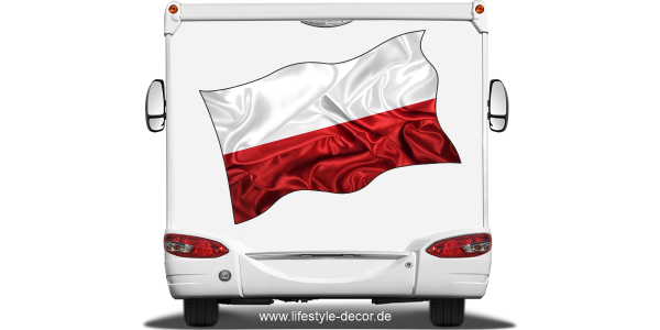 Preview: Aufkleber Fahne von Polen auf Heck von Reisemobil oder Wohnwagen