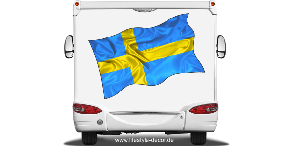 Preview: Aufkleber Fahne von Schweden auf Heck von Reisemobil oder Wohnwagen