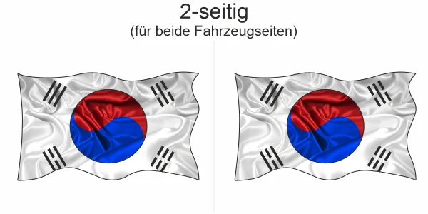 Aufkleber Fahne von Südkorea - Ansicht zweiseitig für beide Fahrzeugseiten