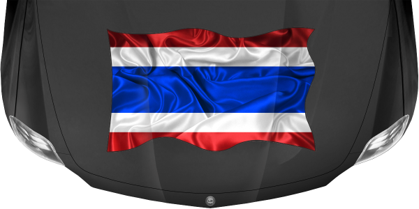 Preview: Aufkleber Fahne von Thailand auf Motorhaube von dunklem PKW, Reisemobil oder Camper