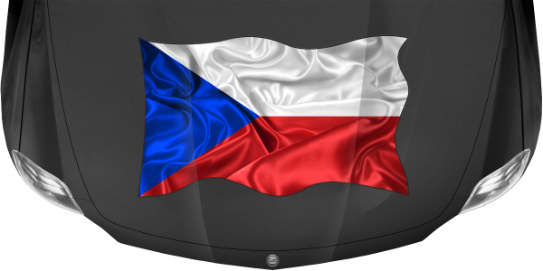 Preview: Aufkleber Fahne von Tschechien auf Motorhaube von dunklem PKW, Reisemobil oder Camper