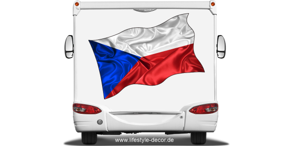 Preview: Aufkleber Fahne von Tschechien auf Heck von Reisemobil oder Wohnwagen