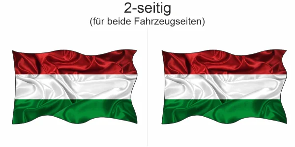 Aufkleber Fahne von Ungarn - Ansicht zweiseitig für beide Fahrzeugseiten