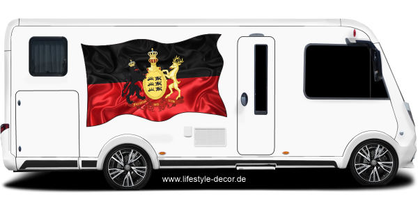 Preview: Aufkleber Fahne von Württemberg auf Fahrzeugseite von Wohnmobil
