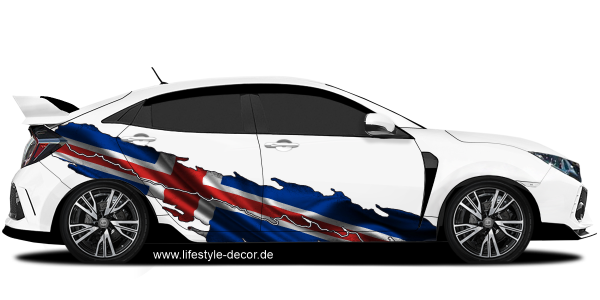 Preview: Aufkleber Flagge von Island auf Fahrzeugseite von hellem Auto