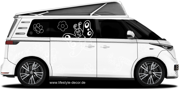 Preview: Aufkleber Flower Set Mit Schmetterlingen