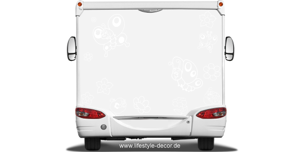 Preview: Aufkleber Flower Set Mit Schmetterlingen