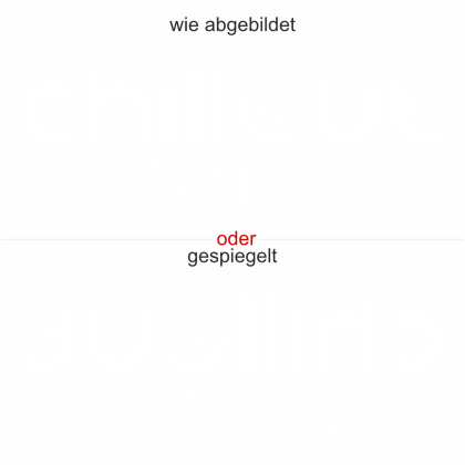 Preview: Aufkleber Heckscheibe Chillout Zone - Ansicht Ausrichtung mit Farbauswahl