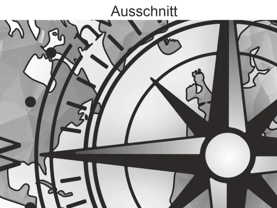 Aufkleber Kompass und Weltkarte - Ansicht Ausschnitt und Farbauswahl