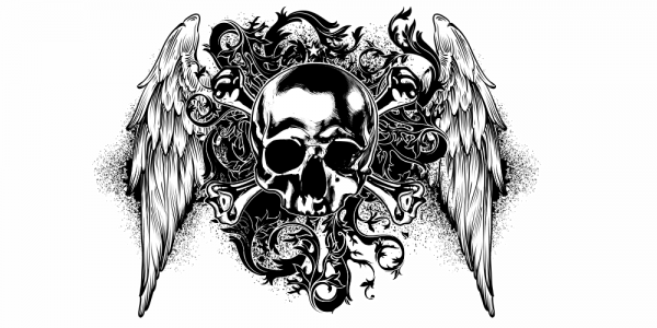 Preview: Autosticker Totenschädel und Flügel