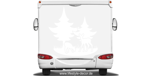 Preview: Wohnwagen Aufkleber Rehe im Wald