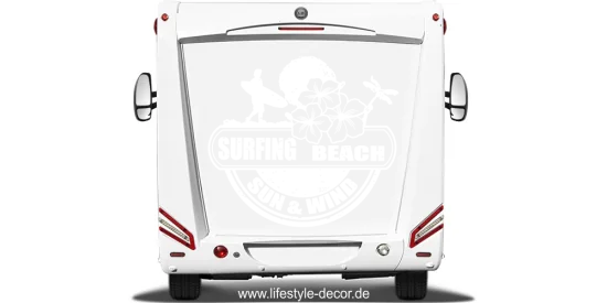 Surfing Beach Aufkleber für das Wohnmobil oder den Wohnwagen