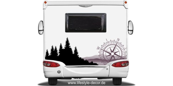 Preview: Aufkleber Caravan Berge und Kompass Preview: Aufkleber Caravan Berge und Kompass