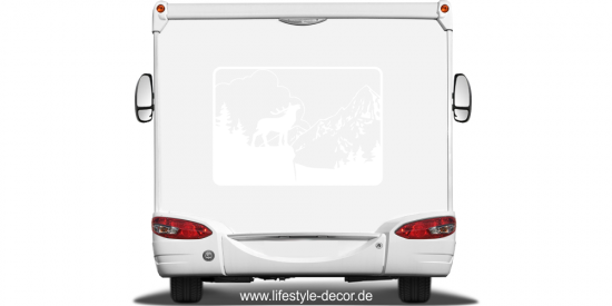 Preview: Wohnwagendekor Hirsch in den Bergen
