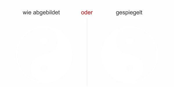 Außenwandtattoo Yin & Yang Zeichen - Ansicht Ausrichtung mit Farbauswahl