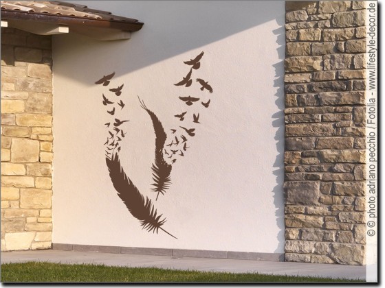 Sticker für alle Wände im Außenbereich mit Vögel aus Federn