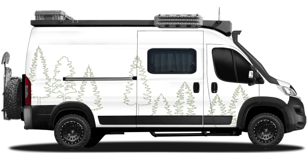 Auto Aufkleber Bäume Line Art