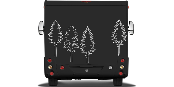 Auto Aufkleber Bäume Line Art